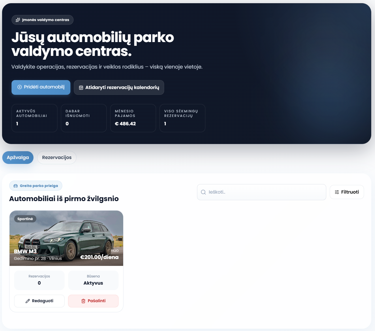 Reservation calendar preview